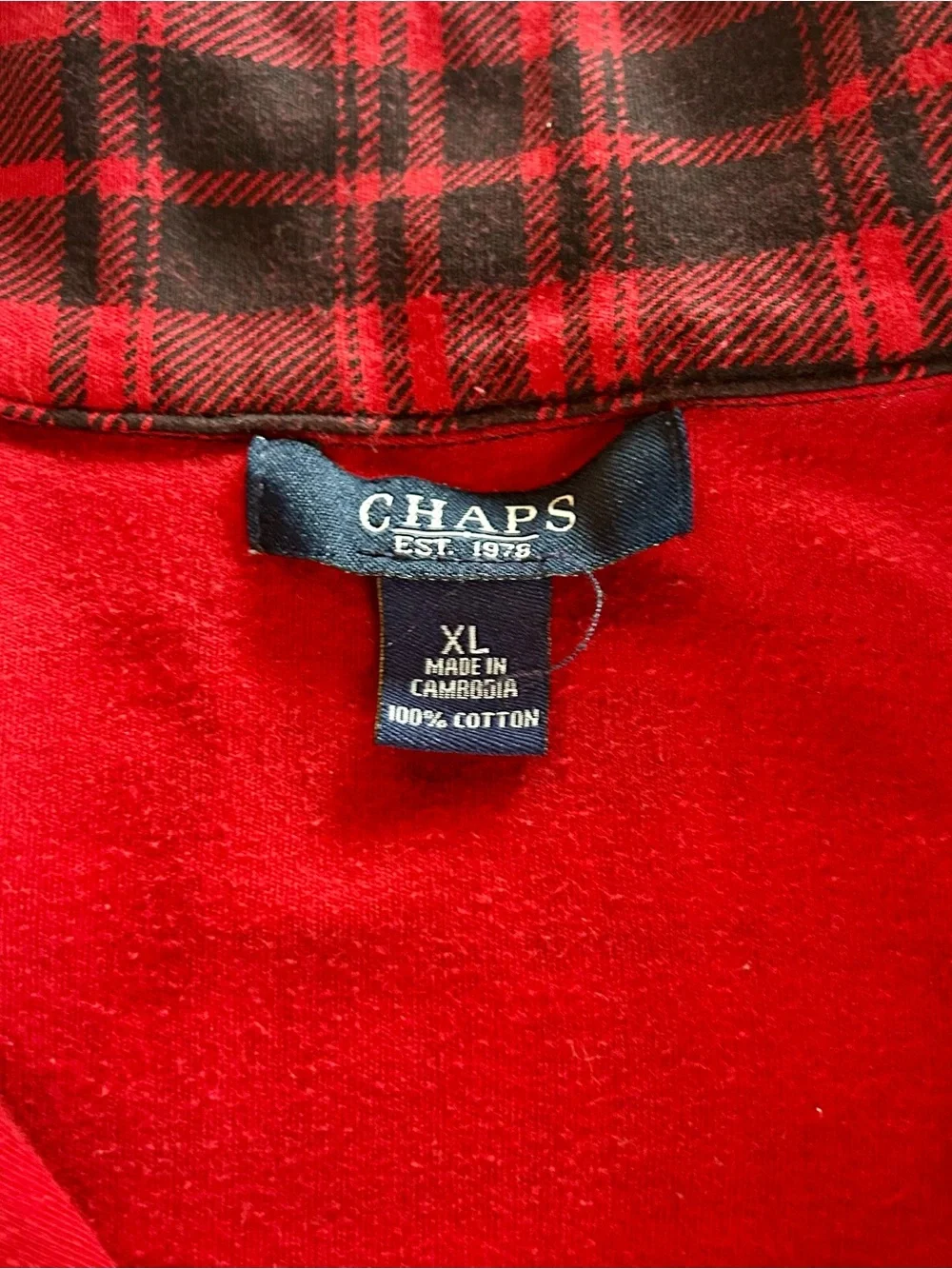 Chaps Ralph Lauren Red and Black Plaid Half-Zip Pullover Sz XL - Picture 4 of 9